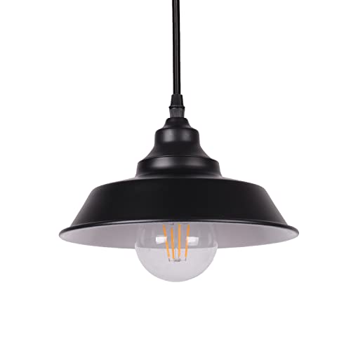 AIRTWESD Lámpara colgante industrial, pantalla de lámpara colgante de metal retro, base de bombilla E27 lámpara de techo industrial para cocina de restaurante (sin bombilla)