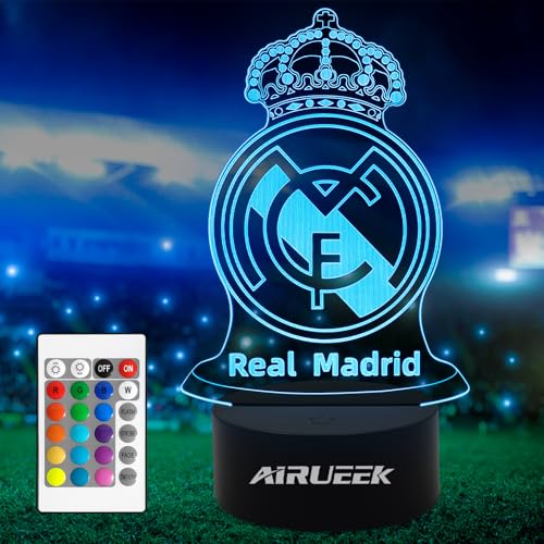 AIRUEEK Lampara Madrid, Luz de noche 3d, LED lámpara con control remoto - madrid niño regalos para Navidad, Cumpleaños, Comunión