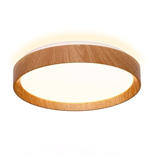 Alpinaluz Plafón LED Techo 30W Ø40cm, Luz CCT 3000K 4000K 6000K, Diseño Moderno, Carcasa de Policarbonato Resistente con Acabado en Efecto Madera, para Salón, Dormitorio o Comedor