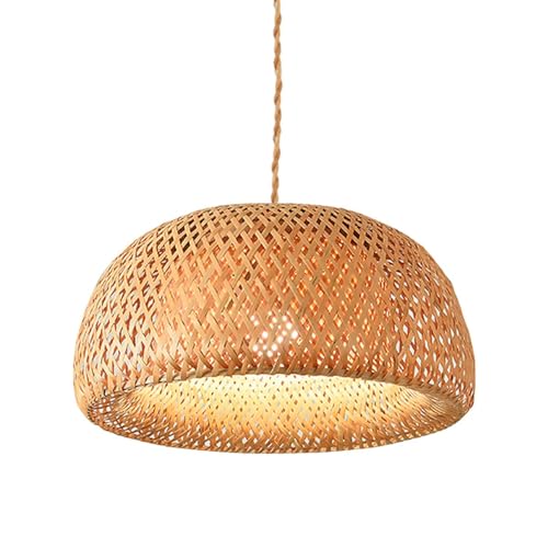 BARCELONA LED - Lámpara colgante de mimbre Hanna. Estilo Boho Rústica – Pantalla artesanal natural, Cable ajustable de Cuerda – Lámpara colgante para isla cocina, dormitorio, comedor o salón