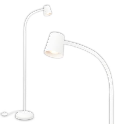 BRILONER - Lámpara Giratoria como Decoración de Salón y Lámpara de Lectura, 127.5x21cm, Interruptor de Pie, Iluminación Indirecta, LED, Blanco