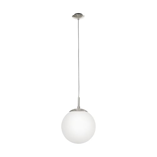 Eglo 85261 iluminación de Rondo con cristal opal mate, diámetro 20 cm, acero, níquel mate