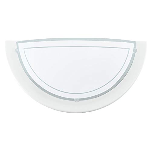Eglo Lámpara de pared Planet 1, lámpara led de interior de acero y cristal, lámpara de salón en blanco y transparente, casquillo E27