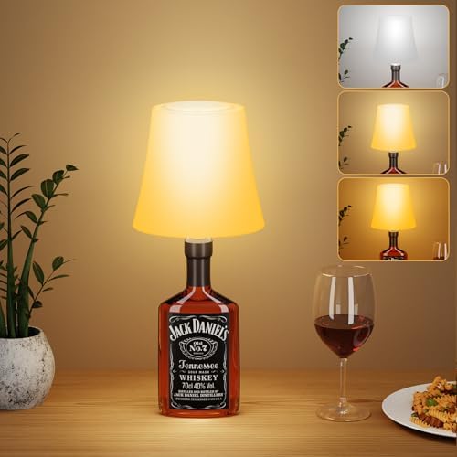 Lámpara de Mesa Inalámbrica, Lámpara de Botella Recargable, Lámpara de Noche Brillo Ajustable 3 Temperaturas Color+RGB, Botón Táctil IP54 Impermeable para Restaurante,Cafetería(Sin incluir Botellas)