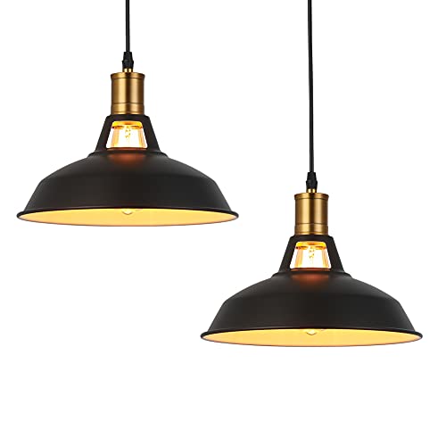 MAXDUYU 2 piezas Industrial Colgante de Luz,E27 Retro Lámpara de Techo Iluminación Decorativa,Vintage Metal Pantallas de Iluminación para Loft Restaurante Coffee Bar