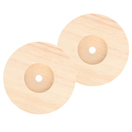 Mikikit 2 piezas Base Lámpara Mesa Madera Redonda Soporte Estable con Orificios para Cable Accesorio Rústico para Lámparas de Escritorio