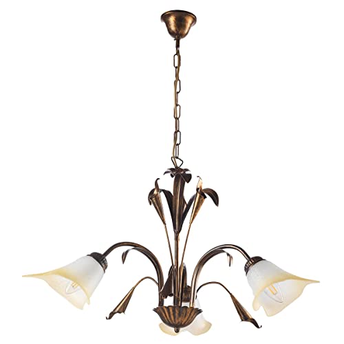 ONLI Lámpara de 3 Luces Estilo clásico de Metal marrón Cepillado Dorado, Bronce, 3 luci, 3