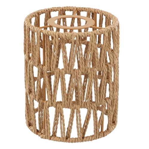 Pantalla de Ratán Natural, Diseño Bohemio, Lámpara Colgante y de Pie, Mimbre, Farolillo, Mesa, Techo, Repuesto, Diámetro