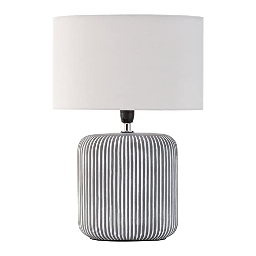 Pauleen Table luminaire 48218 Luminaria de sobremesa Pure Shine, máx. 20 W, Hecha a Mano, Gris, Blanco, lámpara para mesita de Noche Estilo Boho, Tela, cerámica, E14