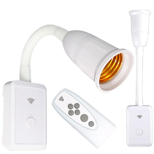 Sporgo Lámpara de enchufe E27 con mando a distancia: portalámparas E27 con interruptor, ajustable 360°, lámpara de pared con cuello de cisne flexible, lámpara de enchufe LED, para dormitorio, oficina,